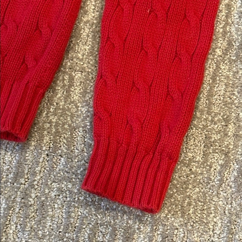 Polo Ralph Lauren Sport Red Cable-Knit Crewneck Sweater  Size M Cotton Vintage - Picture 4 of 9